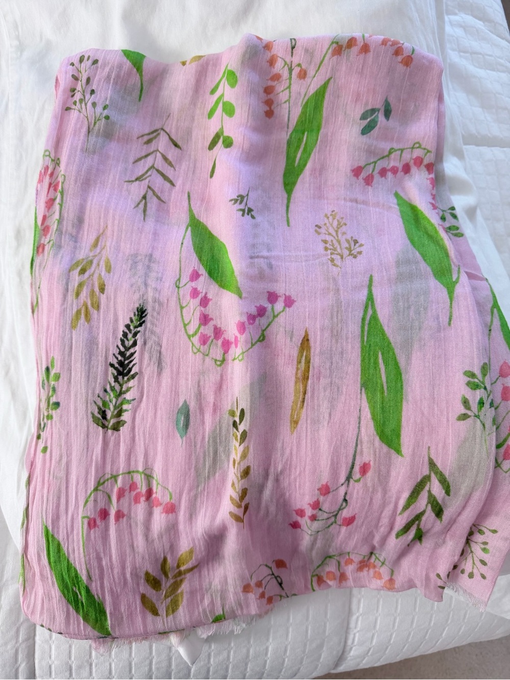 Uncommon Goods Birth Month Flower Scarf May Lily of the Valley Juliet Meeks NWOT